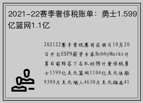 2021-22赛季奢侈税账单：勇士1.599亿篮网1.1亿